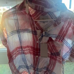 🆕 Rails Red White and Blue Tie Waist Short Sleeve Top